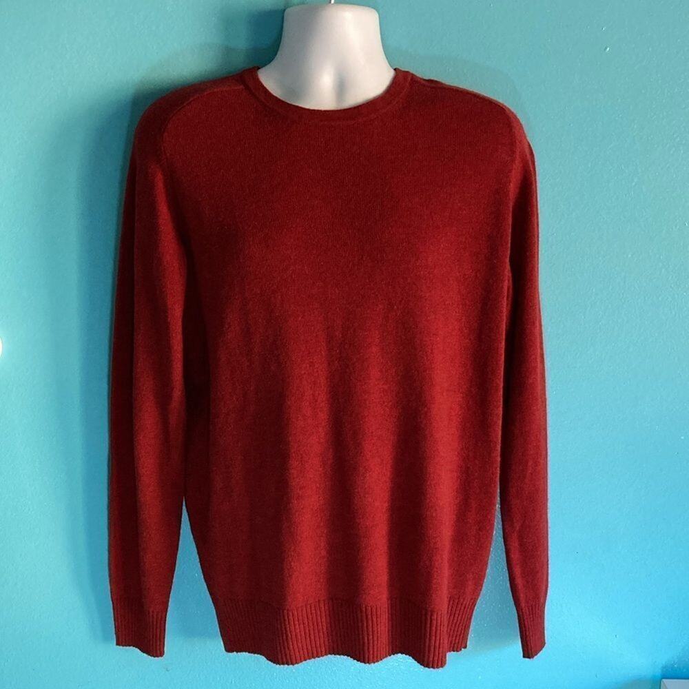 MUJI Wool Yak Knit Sweater Mens L Burnt Red Orange Minimalist Gorpcore Pullover